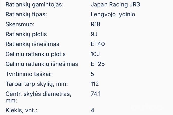 Japan Racing 3, Легкого сплава